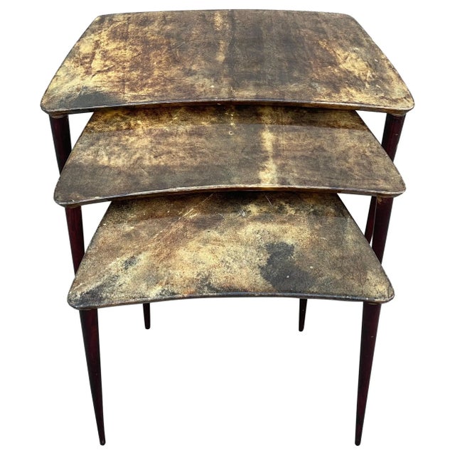 Mid-Century Italian Modern Goatskin Nesting Tables attributed to Aldo Tura, 1967, Set of 3 For Sale - Image 11 of 11