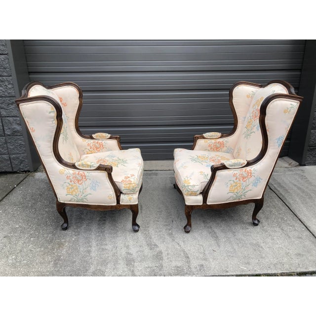 Traditional Mid 20th Century Ethan Allen Wingback Chairs - Set of 2 For Sale - Image 3 of 12