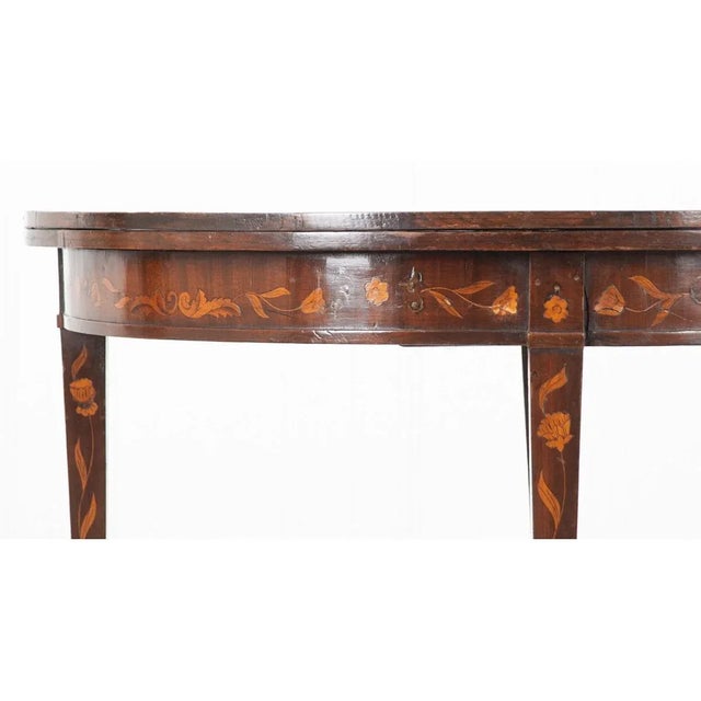 Late 18th Century Dutch Marquetry Demilune Game Table For Sale In Baton Rouge - Image 6 of 13