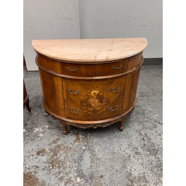 Wood Neoclassical Semicircular Demi-Lune Commode, 19th Century For Sale - Image 7 of 12