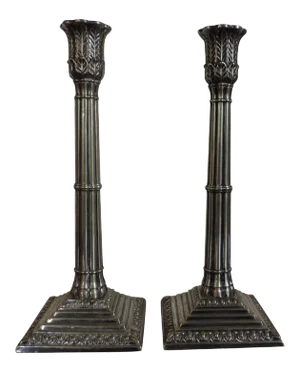 Early 19th Century Georgian Old Sheffield Silver on Copper Tall Candlesticks - A Pair