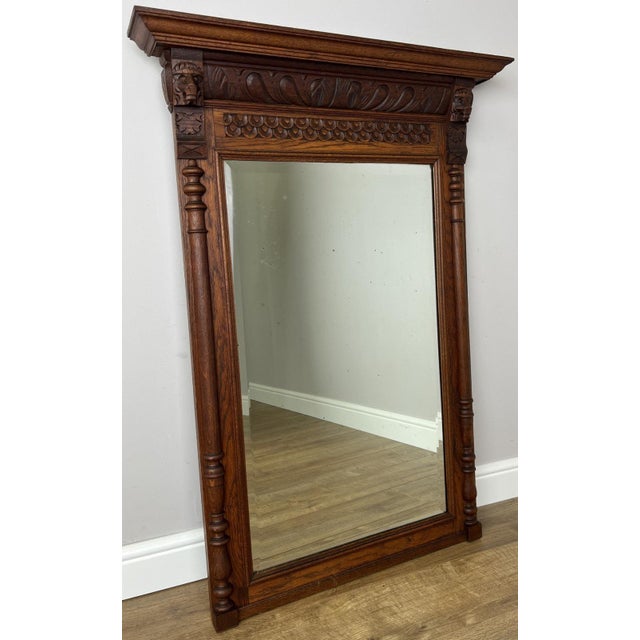 Antique French Oak Wall Mirror wirh Carved Frame For Sale - Image 14 of 14