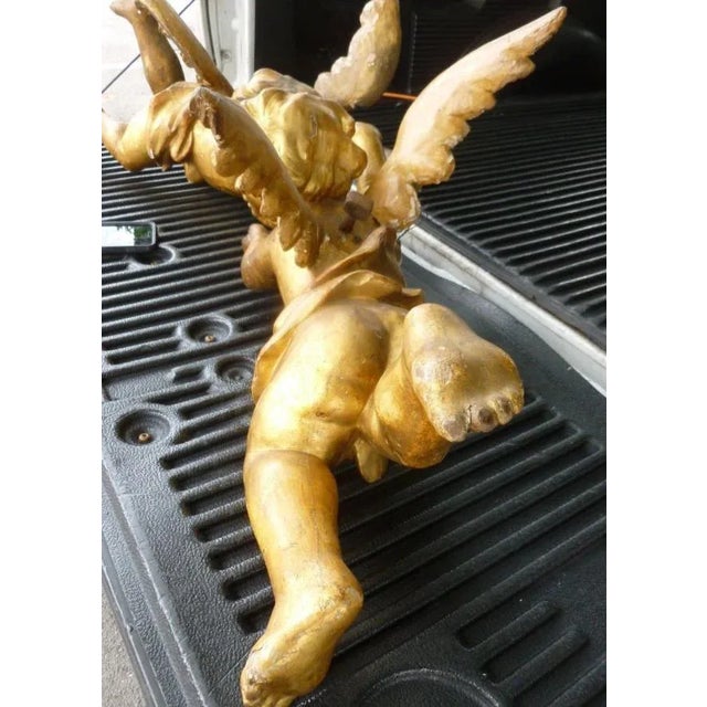19th Century Baroque Gilt Angels With Wings - a Pair For Sale - Image 9 of 12