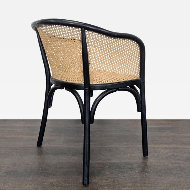 Pottery Barn Pottery Barn Barrel Back Cane Dining Armchair For Sale - Image 4 of 10