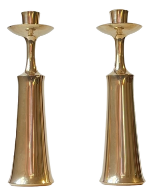 Large Danish Brass Candlesticks by Jens Harald Quistgaard for Ihq, 1960s, Set of 2