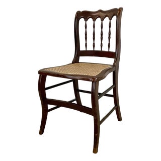 Antique Victorian Eastlake-Style Spindle-Back Side Chair With Rattan Seat Detail For Sale