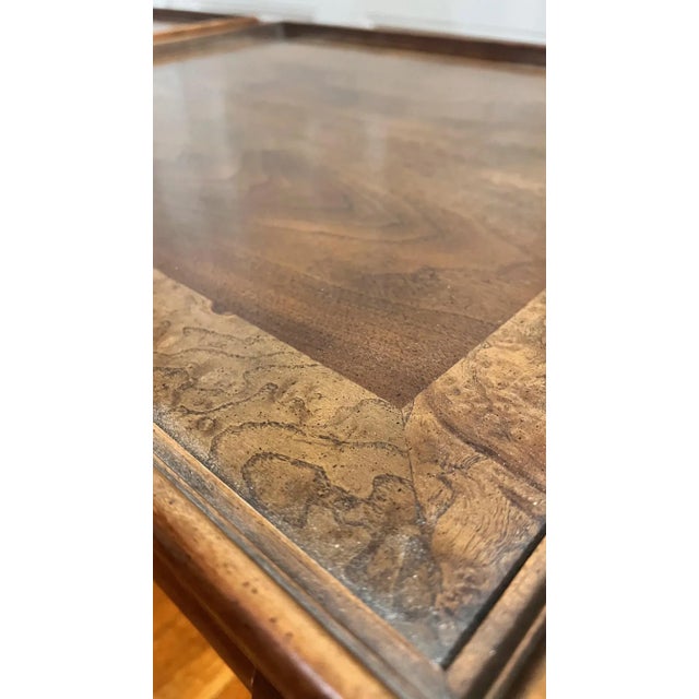 Wood 1960s Pair of Baker Furniture French Provincial Burl Walnut Side Tables For Sale - Image 7 of 12
