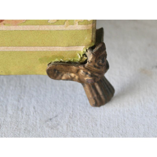 19th Century French Style Sheet Metal Cachepot Wastebasket Planter Flowers Hoop Handles Footed Details Vintage For Sale - Image 9 of 14