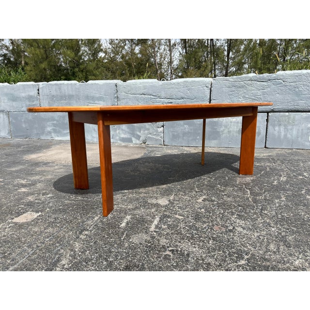 Mid-Century Modern 1980s Dining Table or Desk in the Manner of Charlotte Perriand, Solid Wood For Sale - Image 3 of 12