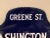 Authentic Vintage blue and white enamel Greenwich Village NYC street sign depicting Greene Street and Washington Place....