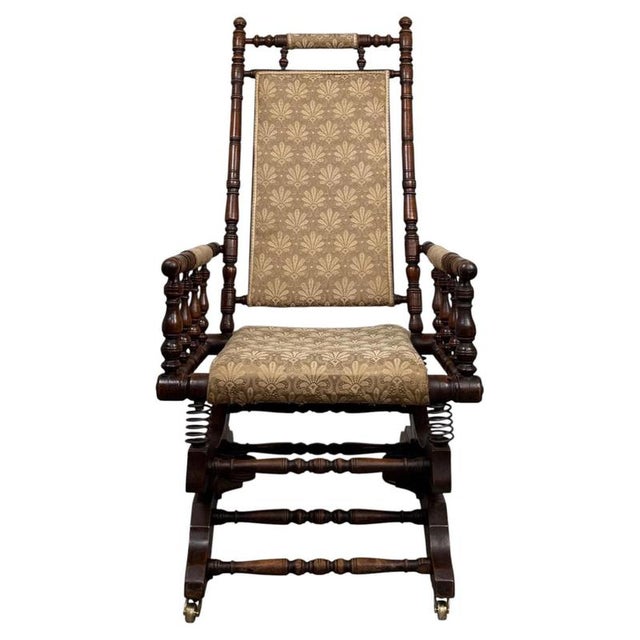 Wood Antique American Beech Rocking Chair, 1890s For Sale - Image 7 of 13