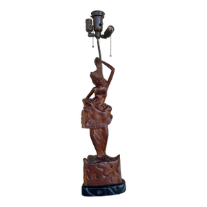Mid 20th Century Mid Century Modern Wood Carved Nude Woman Lamp