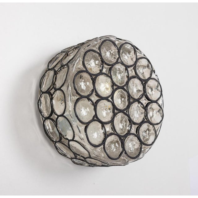 Iron and Glass Wall or Ceiling Light attributed to Limburg, Germany, 1960s For Sale - Image 3 of 14