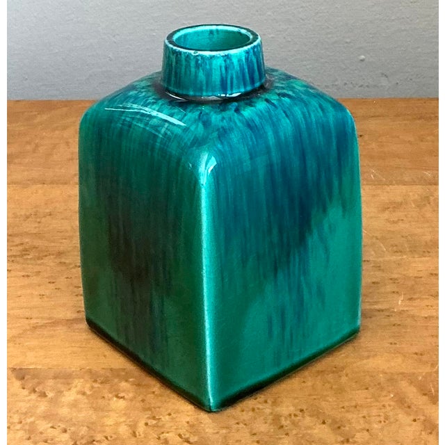 Mid-Century Modern Vintage Drip Glazed Ceramic Vase For Sale - Image 3 of 12