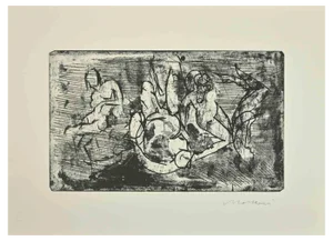 Mino Maccari, Figures, Drypoint, Mid-20th Century