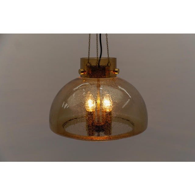 Brass and Smoked Glass Hanging Lamp from Limburg, Germany, 1960s For Sale - Image 10 of 14