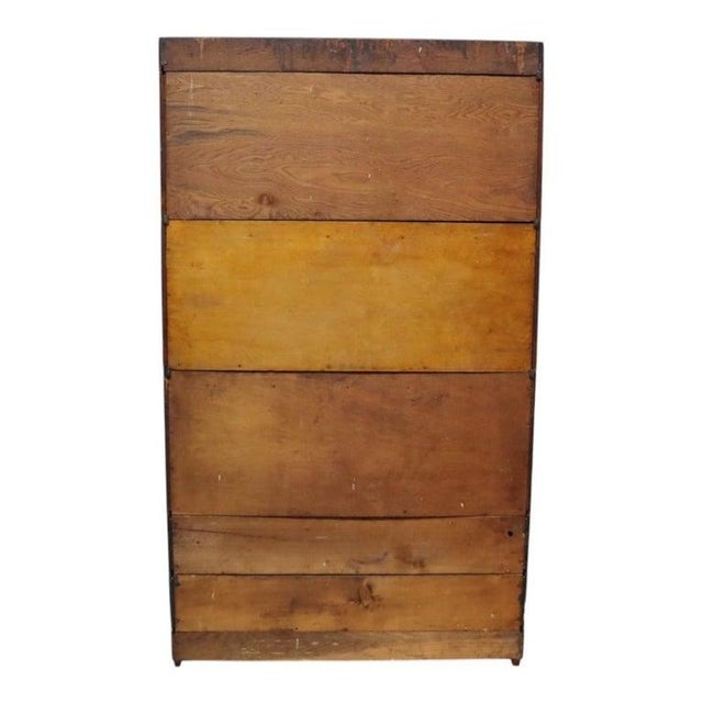 Arts & Crafts Camden Cabinet Co. Oak 5-Stack & 4-Drawer Barrister Bookcase C1920 For Sale - Image 13 of 14