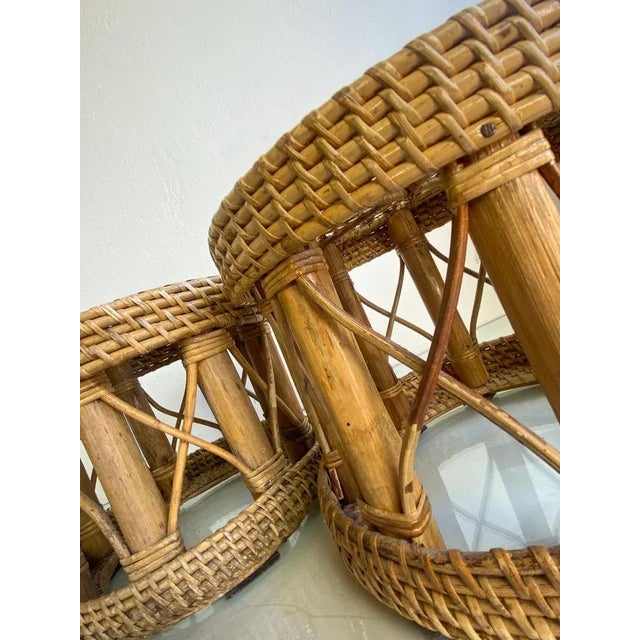 Mid Century French plant stands made from Bamboo and Rattan. As with all handmade natural products they are not exactly...