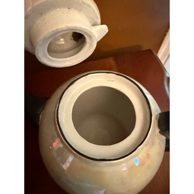 Antique White Block Germany Lusterware Tea Set Art Deco Iridescent 1930s JLB S - 15 pcs For Sale - Image 14 of 16
