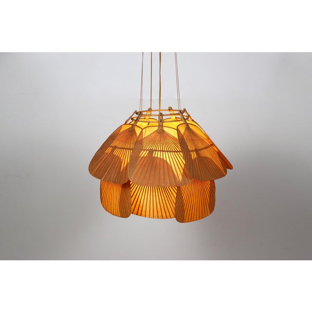 1970s Uchiwa Series Ju-Yon Chandelier by Ingo Maurer for Design M, Germany, 1973 For Sale - Image 5 of 14