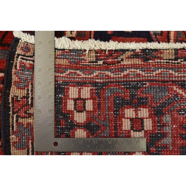 Heriz Rug 9'8'' X 13'1'' Red Wool Vintage Tribal Hand-Knotted Oriental Carpet For Sale - Image 15 of 15