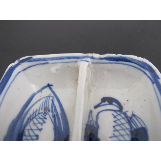 Chinese Blue and White Porcelain Divided Sushi Condiment Sauce Dish Tray Pair For Sale - Image 9 of 11