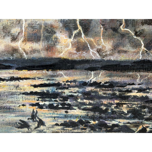 1950s Welsh Coastal Marine Oil Painting With Birds in Flight Signed Moss Williams Gilt Framed For Sale - Image 14 of 18