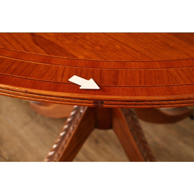 Duncan Phyfe Style Mahogany Round Breakfast Table With Brass Claw Feet For Sale - Image 18 of 18