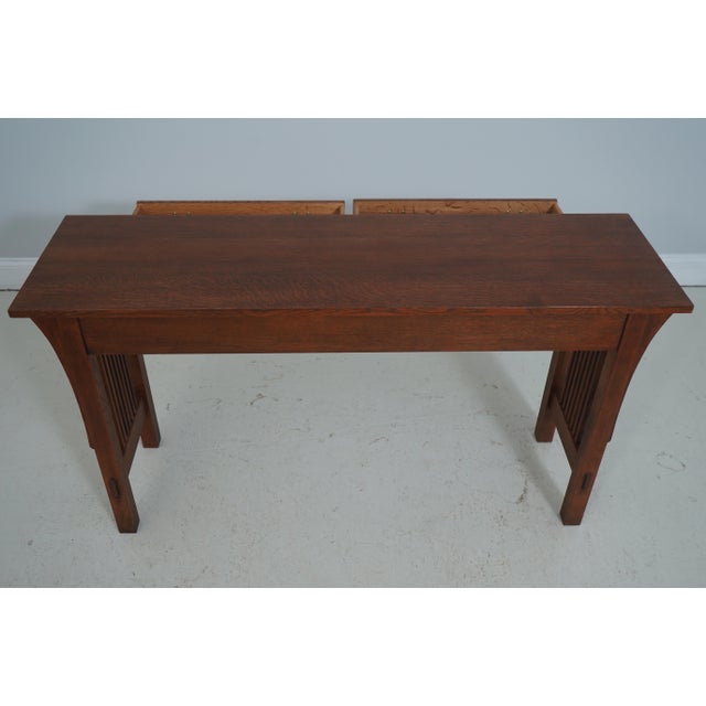 Stickley Mission Oak 2 Drawer Console Sofa Table For Sale - Image 15 of 18