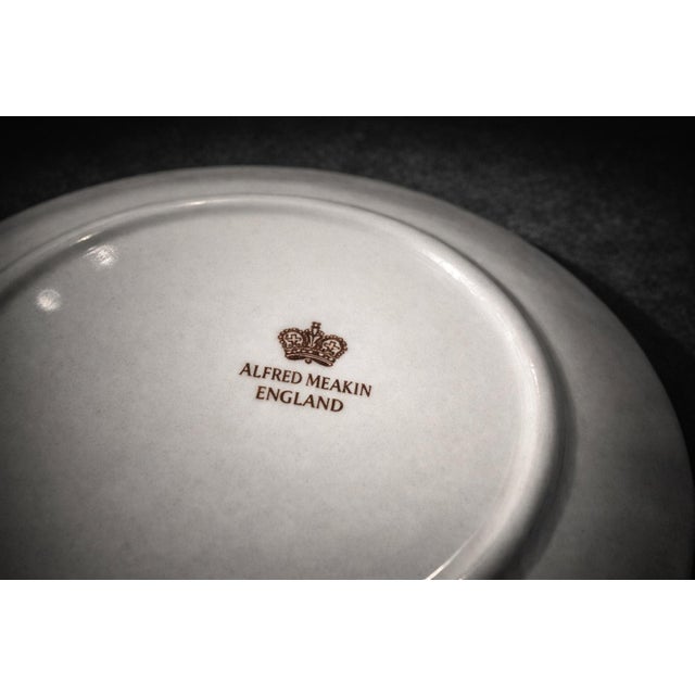 Metal Vintage Alfred Meakin England Burgundy & Gold Ironstone Dinnerware Service for 6–8 – Plates, Bowls, Cups & Serving Pieces - 50-Piece For Sale - Image 7 of 8