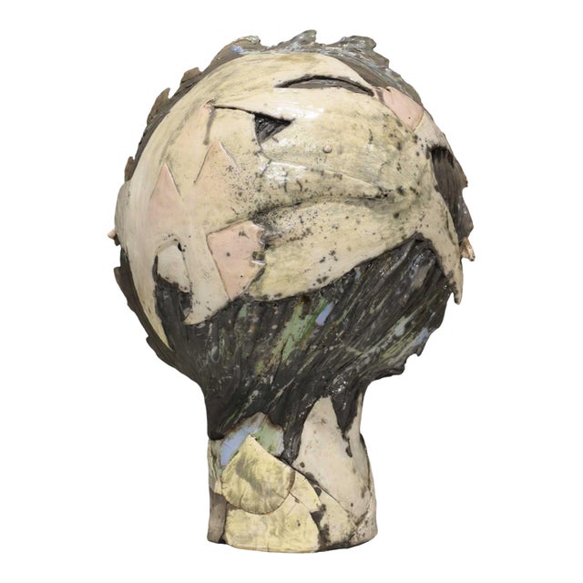 Mid 20th Century Large Signed Abstract Ceramic Sculpture For Sale