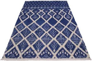 1990s Modern Moroccan Blue Wool Rug - 7′10″ × 9′8″