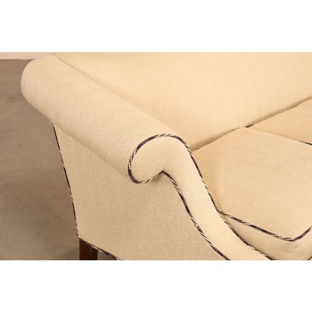 Wood Ethan Allen Vintage Chippendale Style Upholstered Sofa For Sale - Image 7 of 18