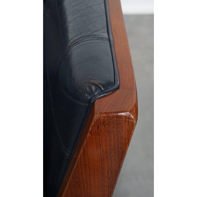 Art Deco Sofa with Woodwork and Dark Blue Cowhide For Sale - Image 13 of 18