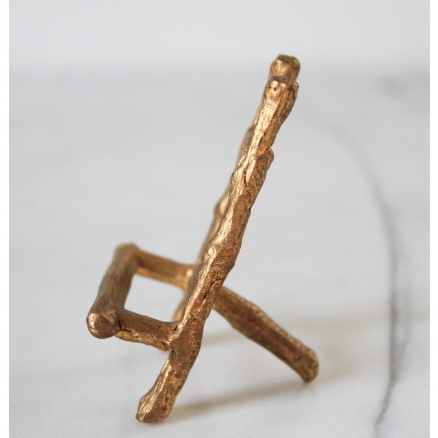 Brass Vintage Miniature Hollywood Regency-Style Brass Faux Bamboo Tabletop Easel For Sale - Image 8 of 12