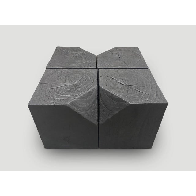 Contemporary Andrianna Shamaris Modular Charred Suar Wood Coffee Table For Sale - Image 3 of 6