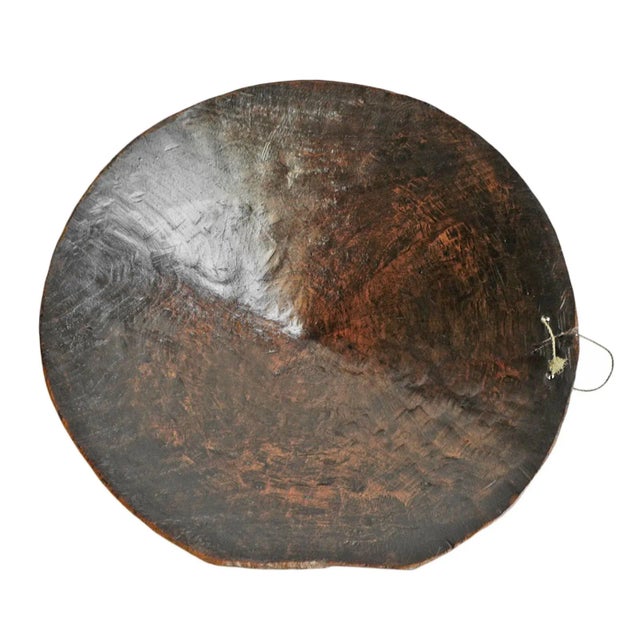 Original vintage carved wood gold panning bowl from Thailand. Beautiful aged dark rustic patina with signs of age and use....