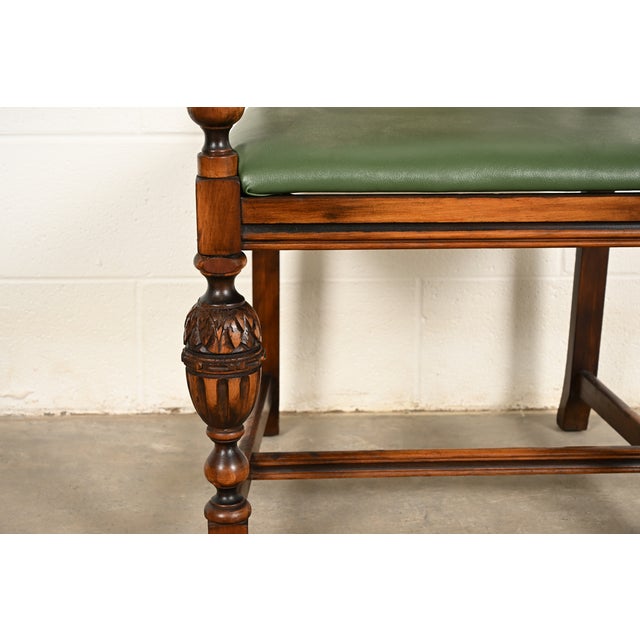 Berkey & Gay Antique English Jacobean Carved Walnut Armchair, Circa 1920s For Sale - Image 11 of 15