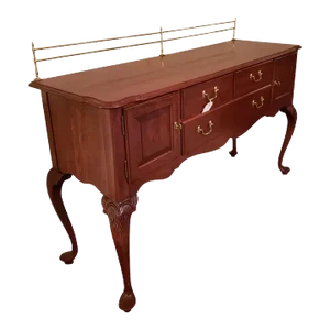 Knob Creek Ethan Allen Cherry Queen Anne Sideboard With Brass Galley