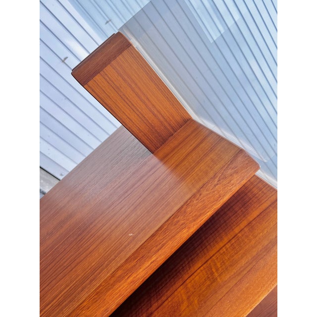 Mid Century Danish Modern Trekanten Dining Table With Oval Edge Glass Top | by Gustav Gaarde For Sale - Image 9 of 15