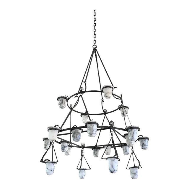 1960s 3 Tier 'Kerylos' Style Alabaster Chandelier For Sale