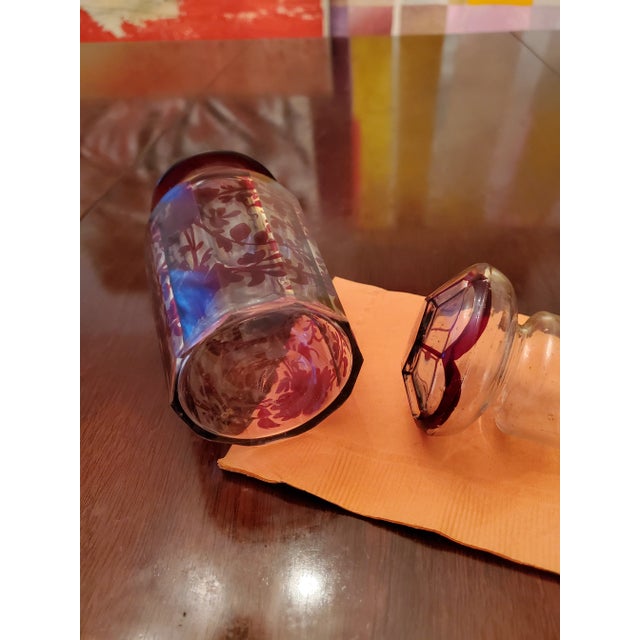 Late 19th Century Antique Bohemian Glass Moser Tea Caddy Ruby Overlay For Sale - Image 5 of 5