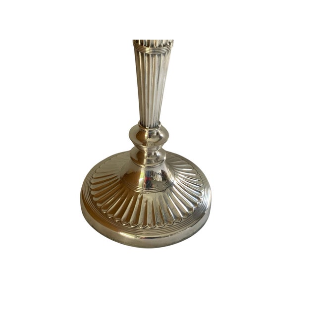 Antique 34" Victorian Silver-Plated Banquet Oil Lamp Hawksworth, Eyre & Co. (Sheffield) Cranberry Glass For Sale In Palm Springs - Image 6 of 11