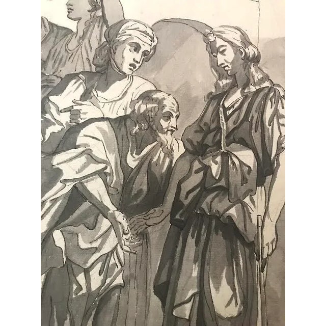17th Century Antique Old Master Ink and Wash Drawing Figures 17th Century For Sale - Image 5 of 7