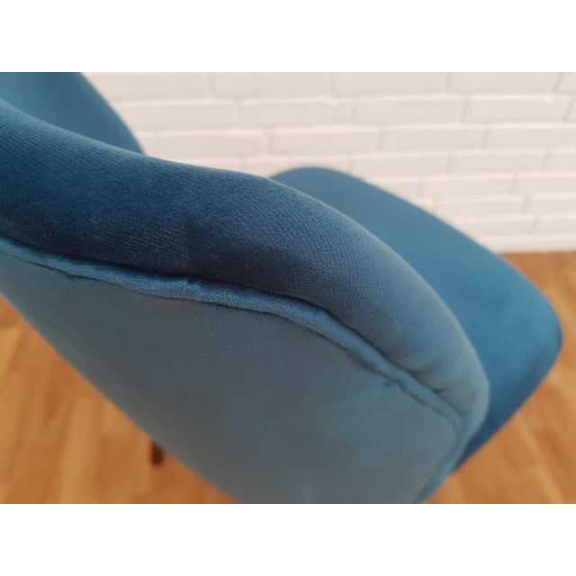 Mid-Century Retro Velvet & Beech Chair For Sale - Image 12 of 13