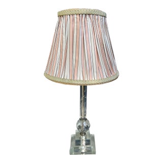 Etched Glass Lamp With Shade For Sale