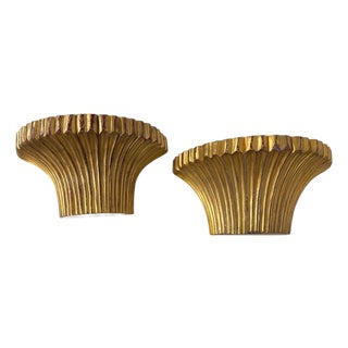 Vintage Fluted Column Decorative Gilded Wall Display Brackets For Sale