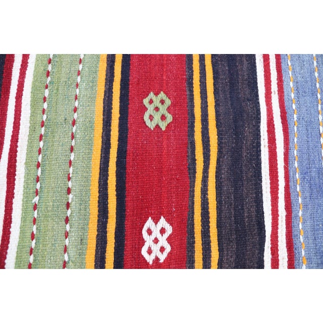 1980s 1980s Colorful Striped Mid Century Design Runner Kilim Rug For Sale - Image 5 of 11