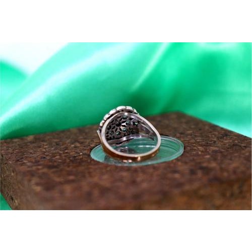 Metal Gold and Silver Ring with Inlaid Zirconias For Sale - Image 7 of 9