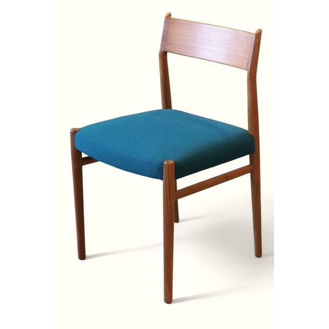 Dining Chairs Model 418 in Teak and Green Wool Upholstery by Arne Vodder for Sibast, 1960s, Set of 4 For Sale - Image 18 of 18